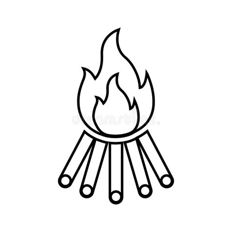 Bonfire Fire Line Icon Outline Vector Stock Illustration