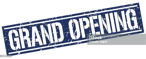 Grand Opening Square Grunge Stamp Stock Illustration Download Image