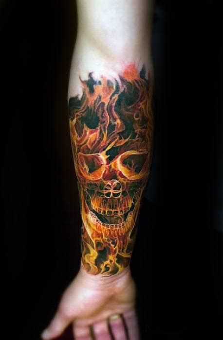 50 Flaming Skull Tattoos For Men Blazing Bone Design Ideas