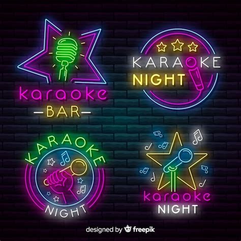 Premium Vector Karaoke Night Bar Neon Light Sign Collection