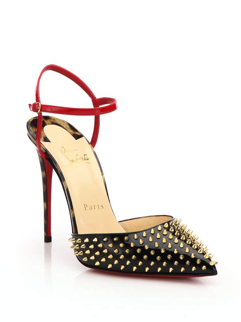 Christian Louboutin Baila Spike Studded Leather Pumps In Red Lyst