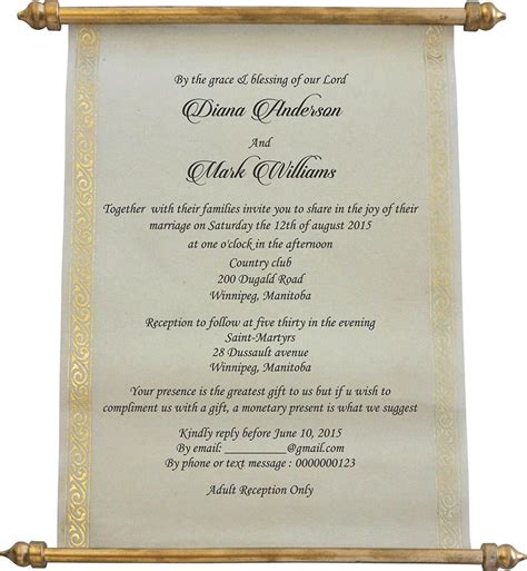 Wedding Invitation Wording For Christian Wedding Ceremony Scroll