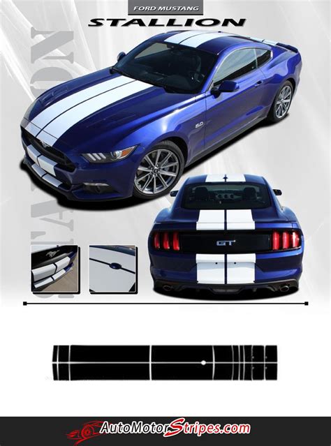 2015 2017 Ford Mustang Racing Stripes Hood Decals Stallion Graphics