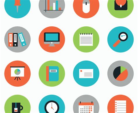 Colorful Flat Business Icons Vector Art And Graphics