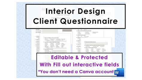 Interior Design Client Questionnaire Fully Editable And Etsy México