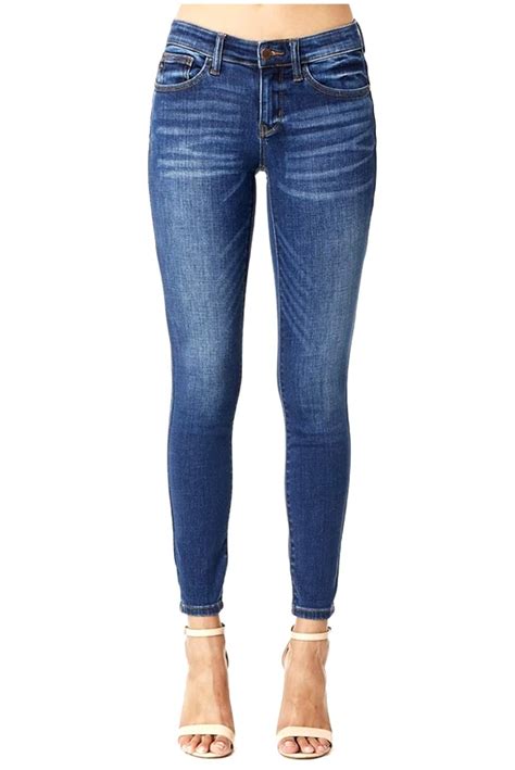Buy Judy Blue Mid Rise Handsand Skinny Jeans Style 82106 5 Blue At