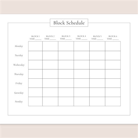 Editable Block Schedule Template