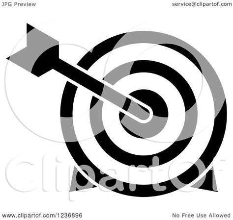 Clipart Of A Black And White Bullseye Archery Arrow And Target Icon