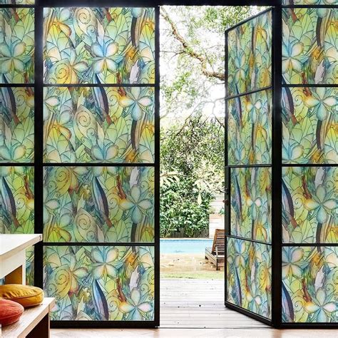 Stained Glass Window Film For Bathroom No Glue Static Cling Tree