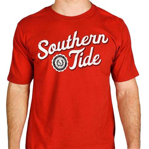 Southern Tide Varsity Tee In Crimson And White