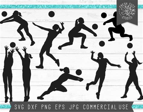 Volleyball Svg Cut Files Volleyball Silhouettes Svg Etsy