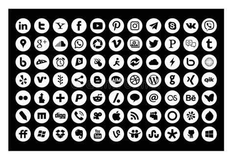 77 Popular Round Social Media Logo Icons White Editorial Stock Image