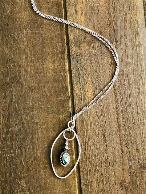 Long Silver Pendant Necklace For Women Layering Necklace Etsy