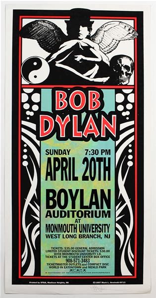 Lot Detail Bob Dylan Original Concert Poster Signed By