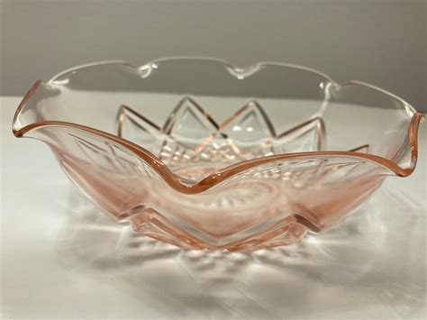 Vintage Hazel Atlas Pink Depression Glass Serving Bowl Etsy