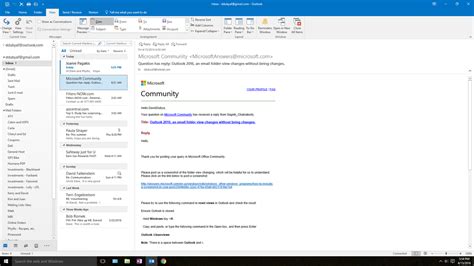 Outlook 2016 An Email Folder View Changes Without Being Changes