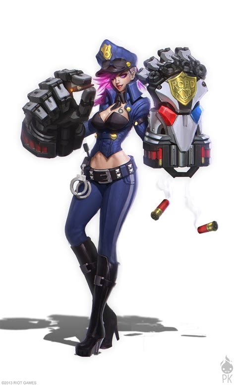 Zeronis Vi League Of Legends Police Women Anime Girls Concept Art