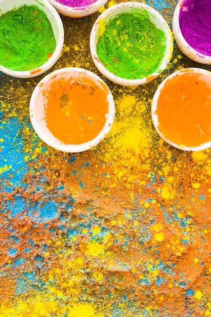 Free Photo Colorful Holi Powders In Buckets