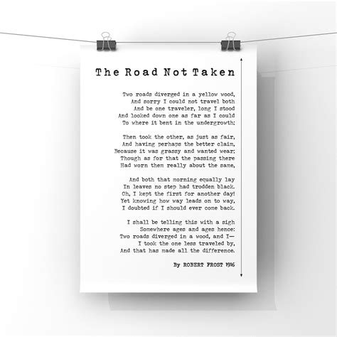 The Road Not Taken Poem By Robert Frost 1916 Poster Print Etsy Canada