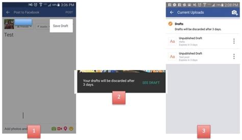 Touch the facebook app from android device homepage to launch it. I saved a draft post on my personal Facebook profile. Where can I find it? - Quora