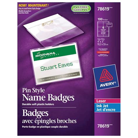 Avery Pin Style Name Badge Kit 4 X 3 100bx Grand And Toy