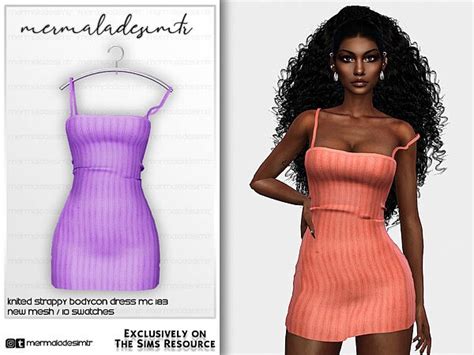Knitted Strappy Bodycon Dress By Mermaladesimtr From Tsr Sims 4 Downloads