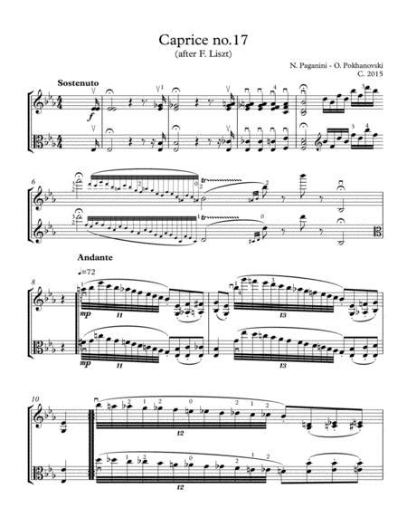 Paganini 24 Caprices 17 For Violin And Viola Free Music Sheet