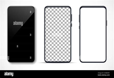 Smartphone Mockup Set Blank White And Transparent Smartphone Screen
