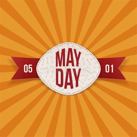 May Day Text On Realistic Banner With Red Ribbon Stock Vector