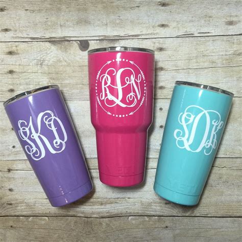 Monogram Initial Decal Sticker For Yeti Cup Yeti Cup Personalized