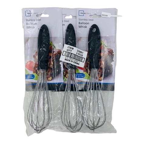 3 Pack Mainstays Stainless Steel Whisk 10 Balloon Kitchen Whisk With