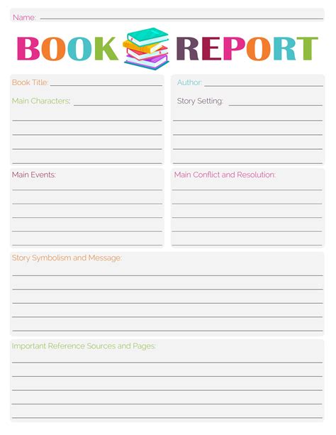 Book Report Template 3rd Grade