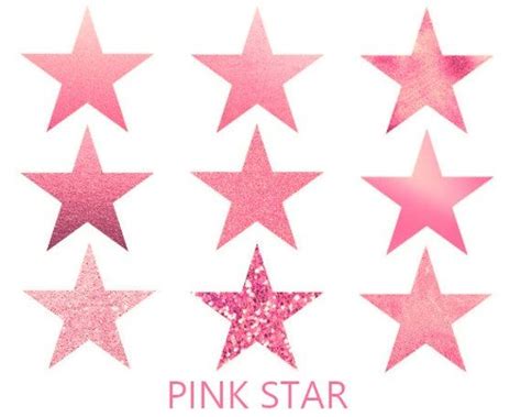 Pink Star Stars Clip Art Stars Glitter Foil Pink Digital Etsy Canada