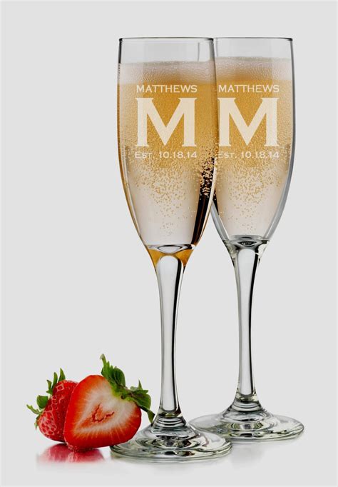 Mr And Mrs Wedding Champagne Flutes 6 Oz Personalized Engraved Set Of 2 Custom Bride And Groom