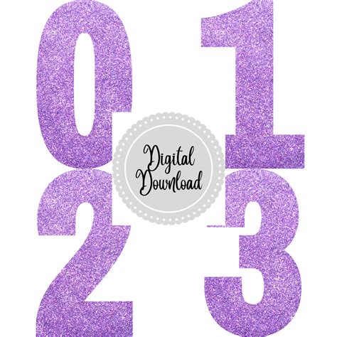 Purple Glitter Numbers Clipart 26 Png Files Digital Etsy Schweiz