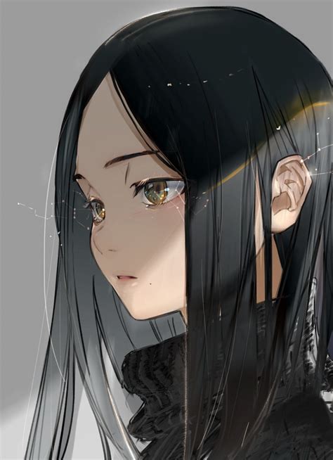 Download 840x1160 Wallpaper Original Black Hair Anime Girl Cute