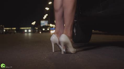 Woman In High Heel Shoes Getting Into Car At Night Youtube