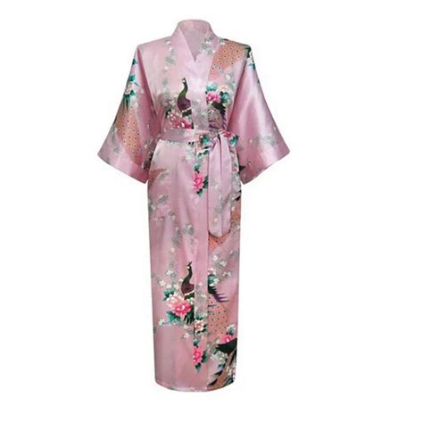 Qiantang Blue Plus Size Xxxl Chinese Women Satin Robe Gown Japanese Geisha Yukata Kimono1