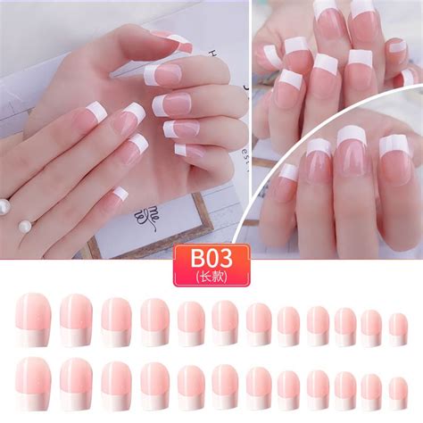 Short French False Nails Nail Tips Acrylic Uv False Nails Press On Diy