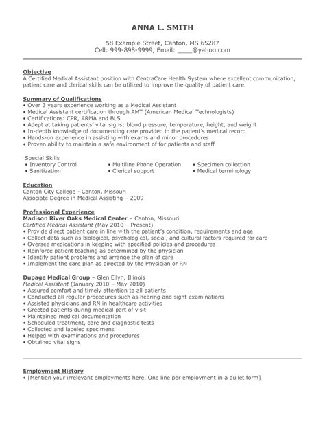 Or d.o., who has completed graduate training to provide health care. Medical Assistant Curriculum Vitae example | Templates at allbusinesstemplates.com