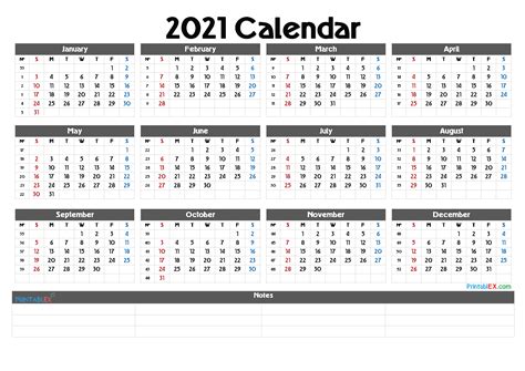 Full Year Calendar 2021 Yearly Calendar Template For 2022 And Beyond