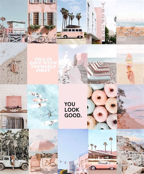 Pink Peach Beach Photo Art Collage Pack Etsy Collage Hintergrund