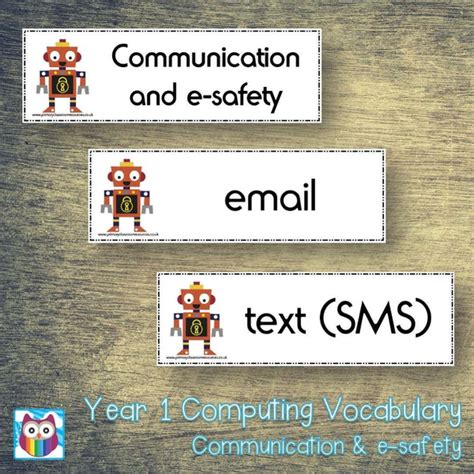 Computing Year 1 Vocabulary Communication And E Safety Primary
