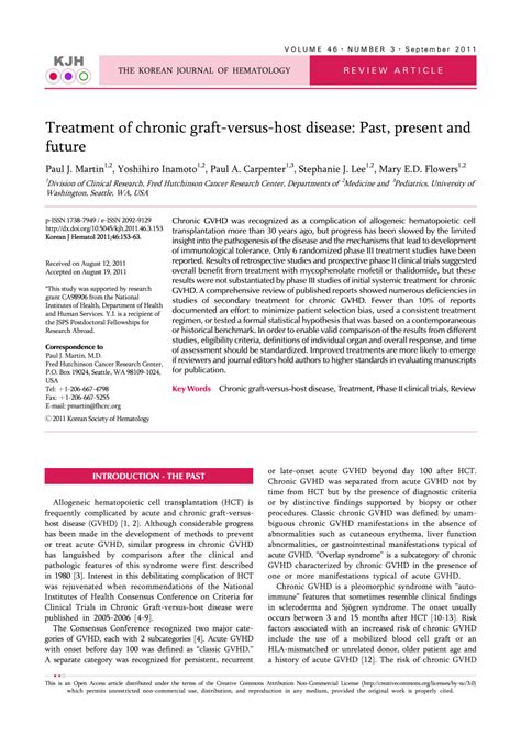 Pdf Treatment Of Chronic Graft Versus Host Disease Past Present And