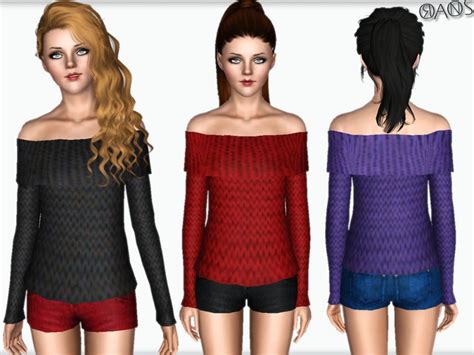 The Sims Resource Off Shoulder Heavy Knit