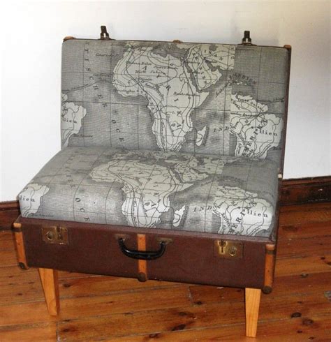 Repurposed Suitcase Chair Love The Map Fabric On The Suitcase Very