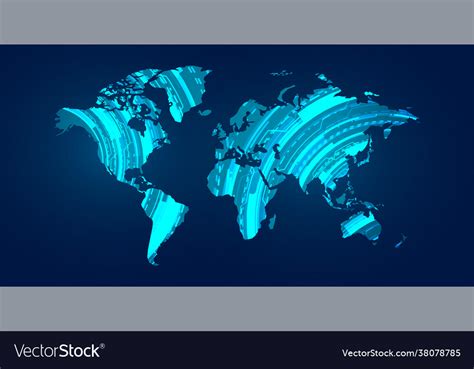 Digital World Map With Technology Diagram Vector Image