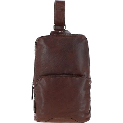 Unisex Medium Luxury Leather Sling Bag Brandy G 39