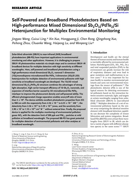 SelfPowered And Broadband Photodetectors Based On Highperformance