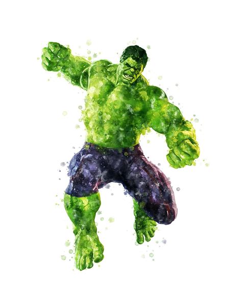 Hulk Print Marvel Superhero Avengers Watercolor Superhero Etsy Arte